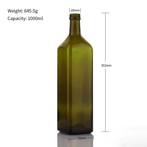 Custom Marasca Oyster Sauce Bottles | Glass Olive Oil and Vinegar Bottles with Pump 1L | Dark Green