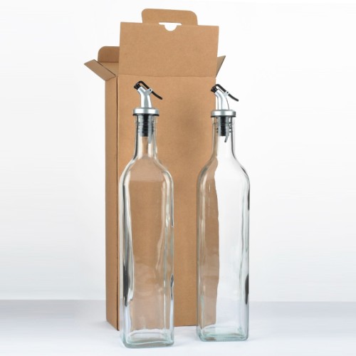 Custom Marasca Glass Vinegar Bottles 500ml | Clear Cooking Olive Oil Dispenser Bottles with Spout