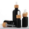 Custom Euro Glass Essential Oil Dropper Bottles with Bamboo Dropper | Matte Black Color