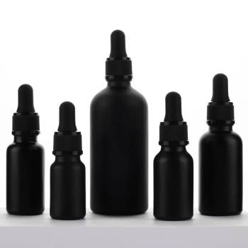 Custom Empty Glass Eye Dropper Bottles 10ml 30ml 50ml with Black Ribbed Dropper