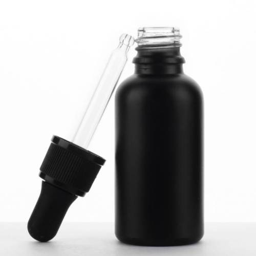 Custom Empty Glass Eye Dropper Bottles 10ml 30ml 50ml with Black Ribbed Dropper