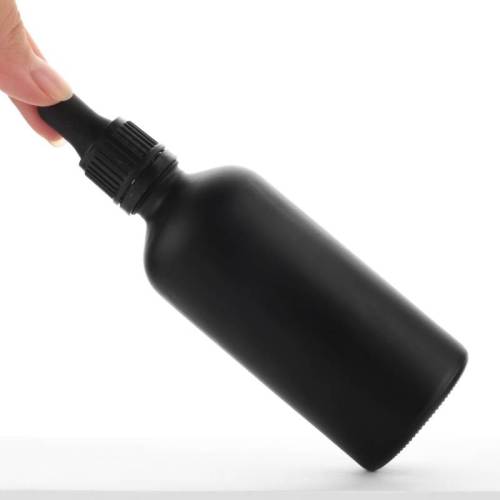 Custom Child Resistant Glass Pipette Dropper Bottles | Matte Black Euro Essential Oil Bottles