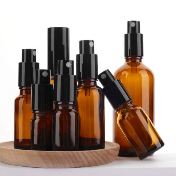 Custom Amber Essential Oil Glass Spray Bottles for Essential Oils, Toner | 5ml 10ml 15ml 20ml 30ml