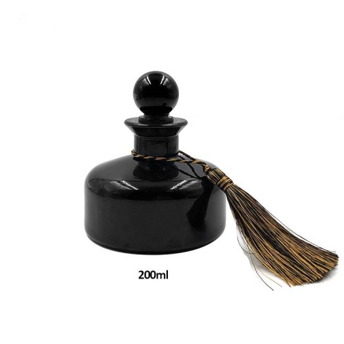 Custom Black Glass Reed Diffuser Bottles 200ml with Stopper for Fragrance, Reed Diffuser