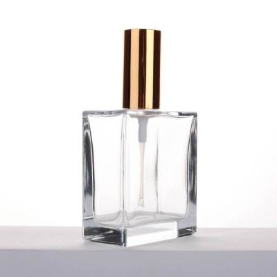 Custom Refillable Glass Perfume Oil Bottles 100ml with Fine Mist Sprayer Pump | Clear | Square