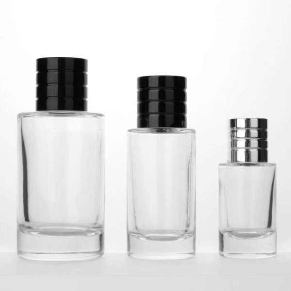 Bouteilles de vaporisateur de parfum en verre cylindrique en gros 25 ml 50 ml 100 ml | Bouteilles de parfum transparentes