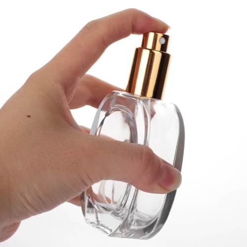 Custom 50ml Glass Fragrance Perfume Bottles with Atomizer Spray | Refillable | Flat Oval Shaped