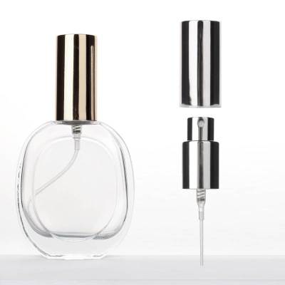 Custom 50ml Glass Fragrance Perfume Bottles with Atomizer Spray | Refillable | Flat Oval Shaped