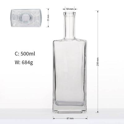 Suqare Glass Liquor Bottles Wholesale | 500ml Whiskey Spirit Bottles