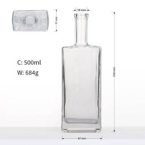 Botellas de licor de vidrio Suqare al por mayor | Botellas de licor de whisky de 500 ml