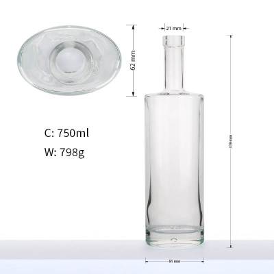 Custom 750ml Glass Liquor Distillery Bottles for Gin, Vodka, Spirits | St. Louis Oval