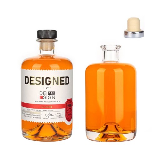 Bouteilles de whisky en verre personnalisées avec liège | Flacon Alchimie 500ml 700ml 750ml