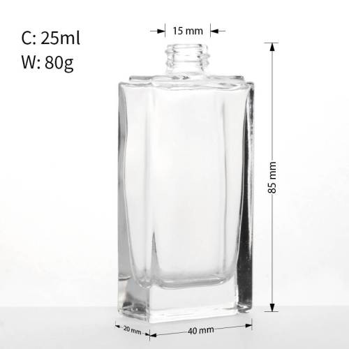 Custom 25ml Glass Perfume Spray Bottles | Flat Rectangle Shape