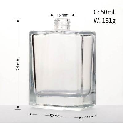 Custom 50ml Square Glass Perfume Spray Bottles with Atomizer Spray