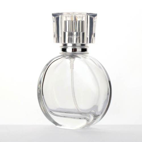 Bouteilles de vaporisateur de parfum en verre rond plat en gros 25 ml | Rechargeable