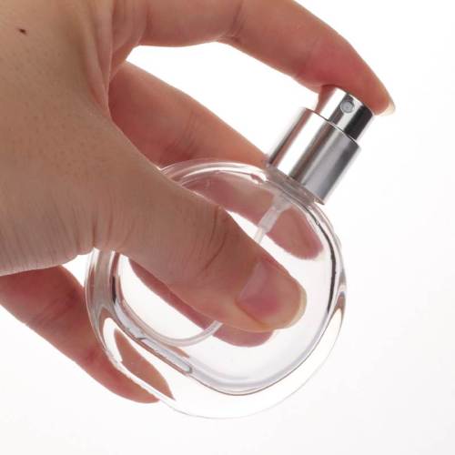 Flat Round Glass Perfume Spray Bottles Wholesale 25ml | Refillable