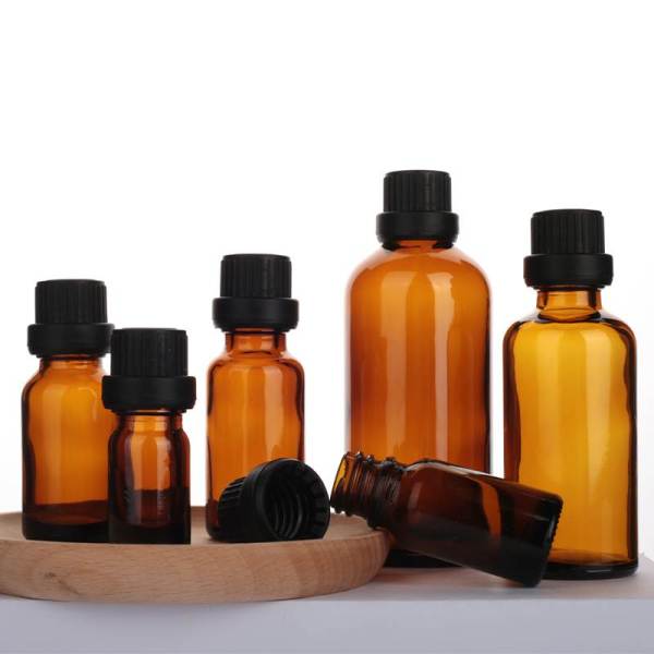 Vente en gros de bouteilles d'huile essentielle de teinture de verre ambré | Bouteilles d'aromathérapie avec couvercles inviolables