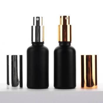 Custom Matte Black Glass Spray Bottles for Essnetial Oils, Toner | Aluminum Mist Sprayer
