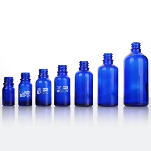 Empty Blue Glass Essential Oil Dropper Bottles Wholesale | Aluminum Dropper