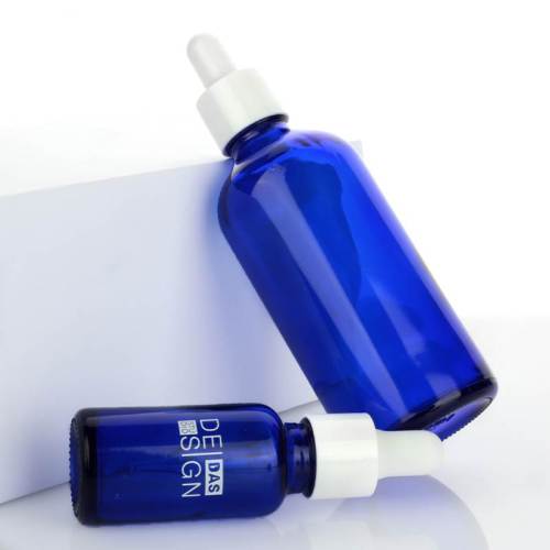 Custom Blue Glass Essential Oil Dropper Bottles | 5ml 10ml 20ml 30ml 50ml 100ml