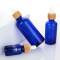 Custom Euro Blue Glass Dropper Bottles for Essential Oils with Bamboo Dropper