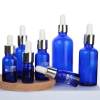 Empty Blue Glass Essential Oil Dropper Bottles Wholesale | Aluminum Dropper