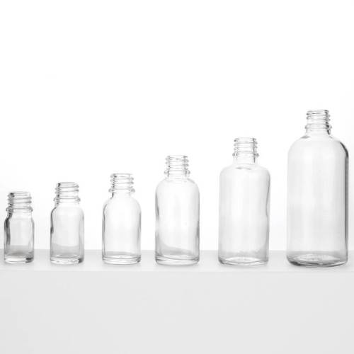 Custom Euro Clear Glass Essential Oil Bottles | Hair Oil Bottles with Slivery Dropper