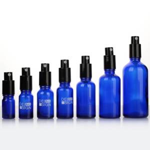 Euro Blue Glass Essential Oil Spray Bottles Wholesale | 5ml 10ml 20ml 30ml 50ml 100ml
