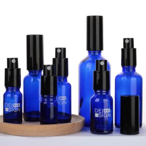 Euro Blue Glass Essential Oil Spray Bottles Wholesale | 5ml 10ml 20ml 30ml 50ml 100ml