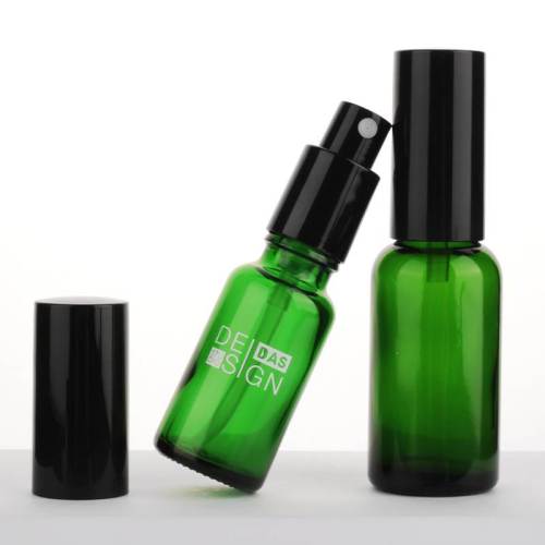 Custom Green Glass Pump Spray Bottles for Essential Oils, Toner