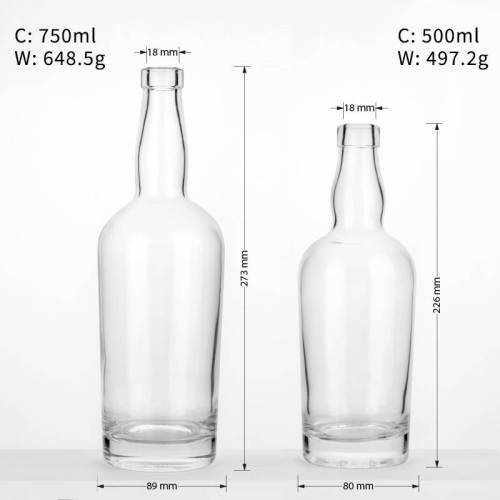 500ml 750ml Tennessee Glass Liquor Bottles Wholesale with Cork