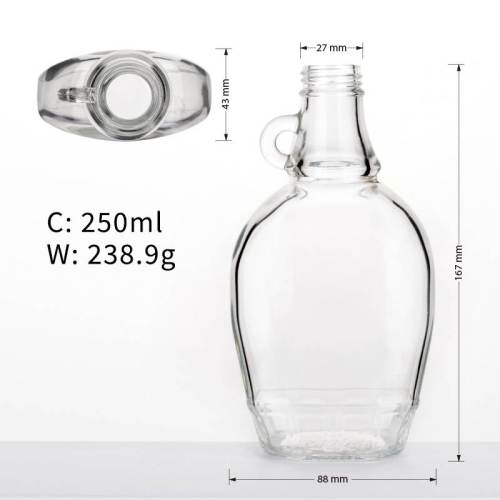 8oz 250ml Mpale Glass Syrup Bottles Wholesale with Handle