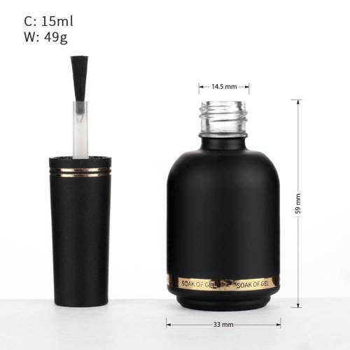 Custom 15ml Black Empty Glass Nail Polish Bottles with Brush