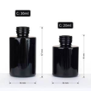 Botellas de loción de bomba cosmética de vidrio negro al por mayor con bomba de tratamiento para emulsión, suero