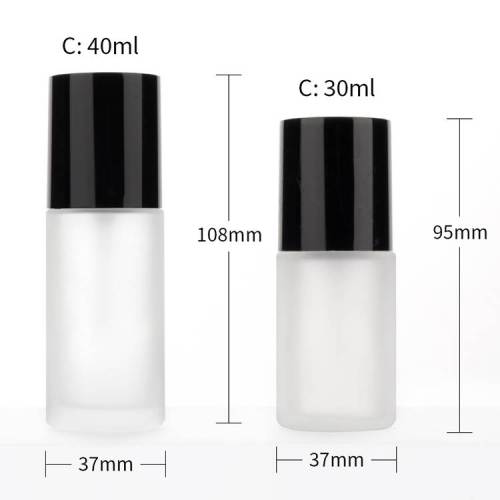 Custom 30ml 40ml Frosted Glass Lotion Pump Bottles with Black Treatment Pump