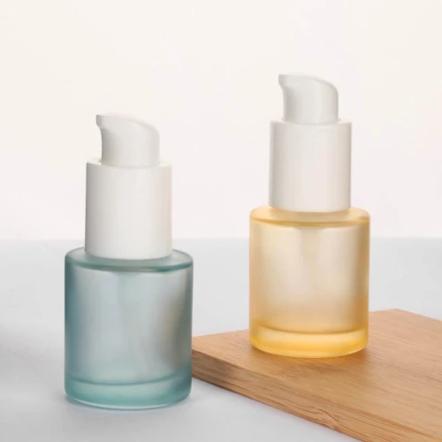 Wholesale 20ml Cylinder Glass Cosmetic Serum Bottles with Pump for Hair Oils, Foundation