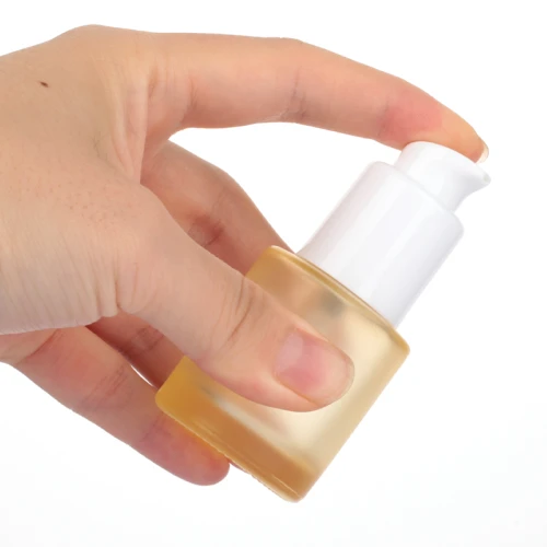 Wholesale 20ml Cylinder Glass Cosmetic Serum Bottles with Pump for Hair Oils, Foundation