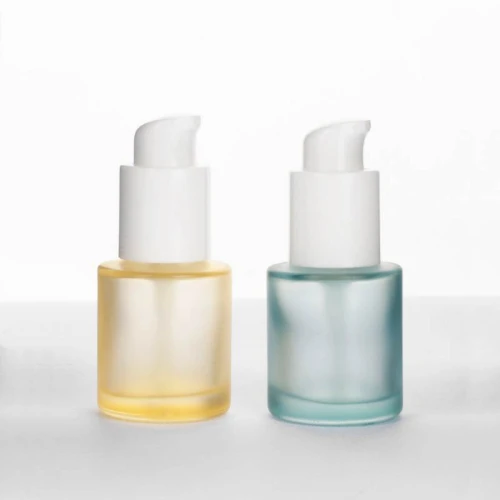 Wholesale 20ml Cylinder Glass Cosmetic Serum Bottles with Pump for Hair Oils, Foundation