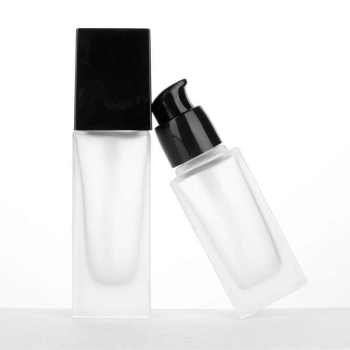 Frosted Square Glass Liquid Foundation Bottles Wholesale | 15ml, 20ml, 30ml, 40ml