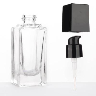 Custom Sqaure Clear Glass Foundation Sapmle Bottles | 15ml, 20ml, 30ml, 40ml