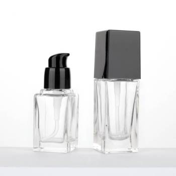 Custom Sqaure Clear Glass Foundation Sapmle Bottles | 15ml, 20ml, 30ml, 40ml