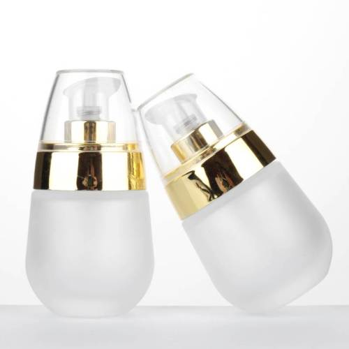 40ml Frosted Glass Makeup Cosmetic Lotion Pump Bottles Wholesale with Gold Pump
