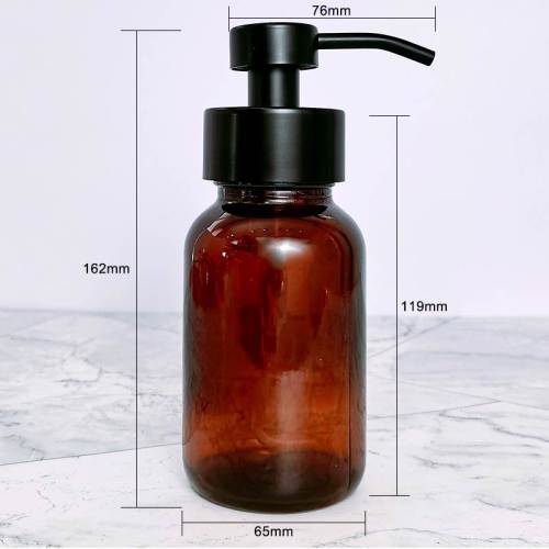 Wholesale 8 oz Amber Glass Foam Soap Pump Dispenser | 38mm Wide Mouth