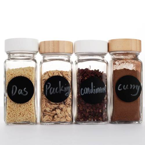 Custom Square Glass Spice Jars with Bamboo Lids | Wholesale Glass Spice Containers 4 oz 6 oz 16 oz