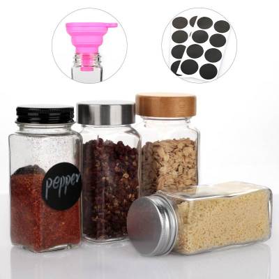 Wholesale Square Glass Spice Jars with Screw Lids 4 oz  6 oz 16 oz | Glass Spice Bottles Bulk