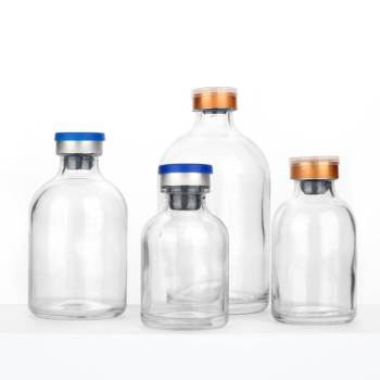 Custom Clear Sterile Injection Glass Vials 20ml 30ml 50ml 100ml with Rubber Stopper | Flip Off Cap