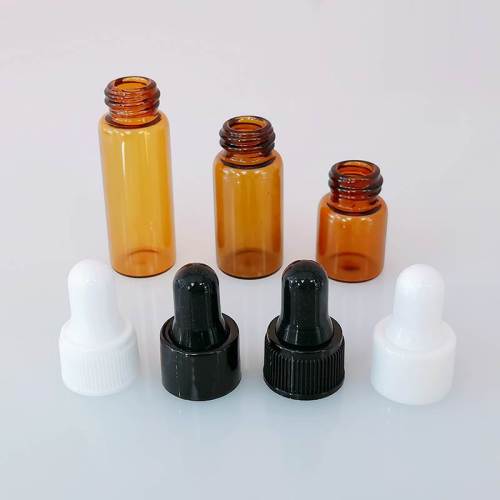 Custom Mini Amber Clear Glass Vials 2ml 3ml 5ml with Dropper | Borosilicate Glass Vials