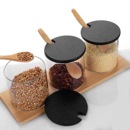 Glass Spice Jars Set with Bamboo Lids Wholesale 8 oz | Borosilicate Material