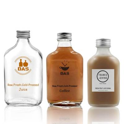 Wholesale Flat Cold Brew Coffee Glass Bottles | Fruit Glass Juice Bottles with Lids