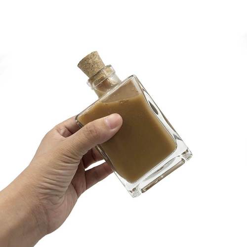Wholesale Square Glass Juicing Bottles | Glass Beverage Bottles with Cork 380ml